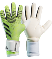 Guantes de portero de fútbol Adidas Predator Competition JN5371 Lucid Lemon/White/Black, con palma URG 2.0, corte negativo, dorso en punto mecánico con silicona y cierre con correa tradicional. Disponibles en UnoKeeper.
