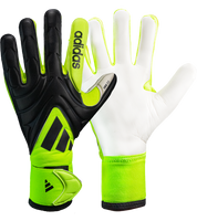 Guantes de portero de fútbol Adidas Copa GL League JN5344 Neon Black/Signal White, con palma URG 3.0, corte negativo, dorso en mechano y látex, pulgar reforzado y cierre elástico de media envoltura. Disponibles en UnoKeeper.