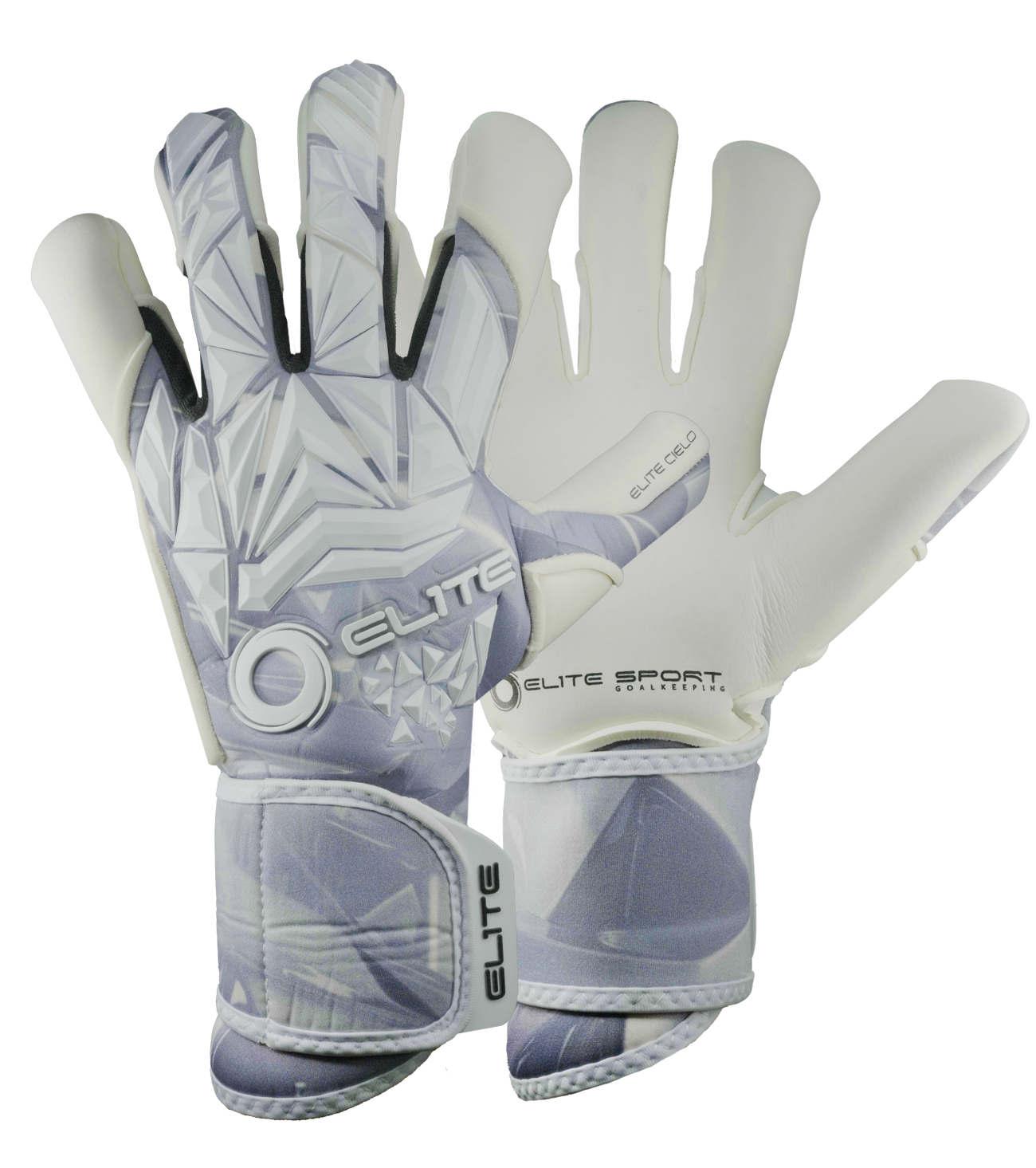 Guantes de portero de fútbol Cielo, con palma de látex ES Centum+ de alto agarre, corte SemiSpeed Negativo ceñido y dorso en caucho 3D sobre neopreno para control y resistencia. Disponibles en UnoKeeper.