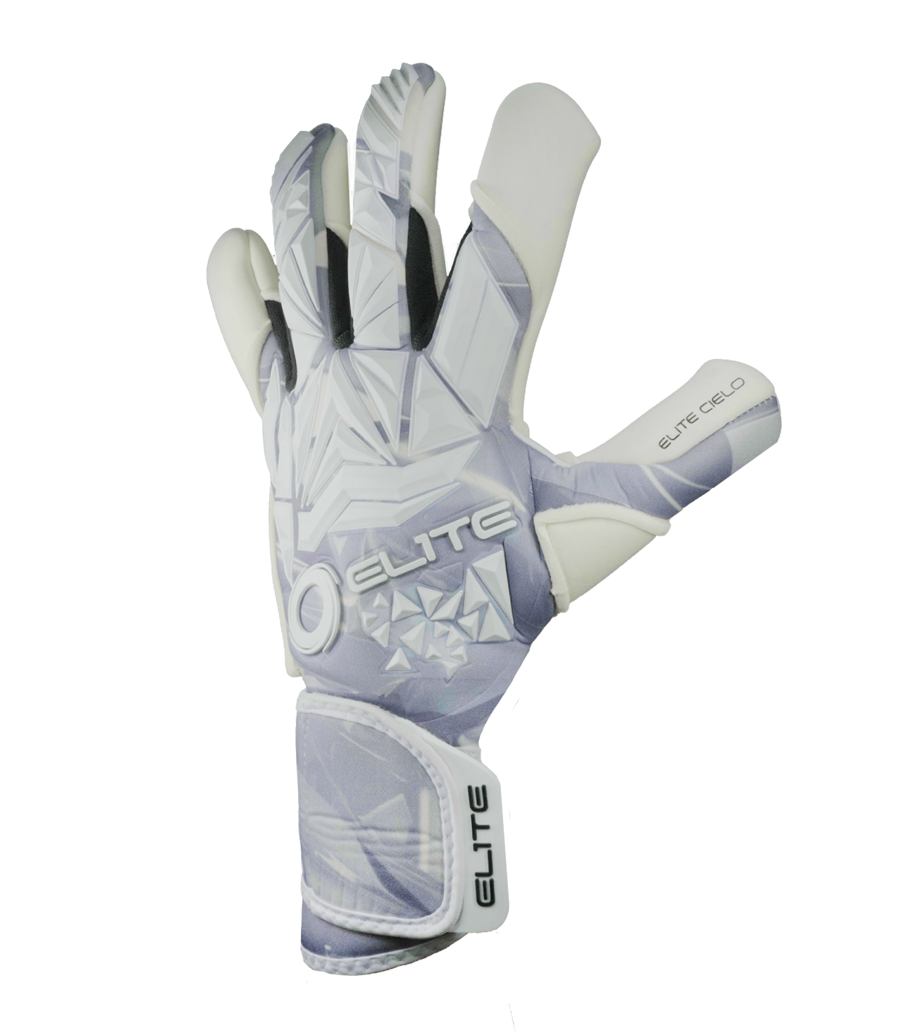 Guantes de portero de fútbol Cielo, con palma de látex ES Centum+ de alto agarre, corte SemiSpeed Negativo ceñido y dorso en caucho 3D sobre neopreno para control y resistencia. Disponibles en UnoKeeper.