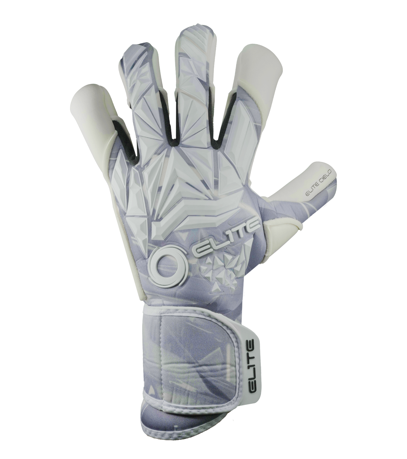 Guantes de portero de fútbol Cielo, con palma de látex ES Centum+ de alto agarre, corte SemiSpeed Negativo ceñido y dorso en caucho 3D sobre neopreno para control y resistencia. Disponibles en UnoKeeper.
