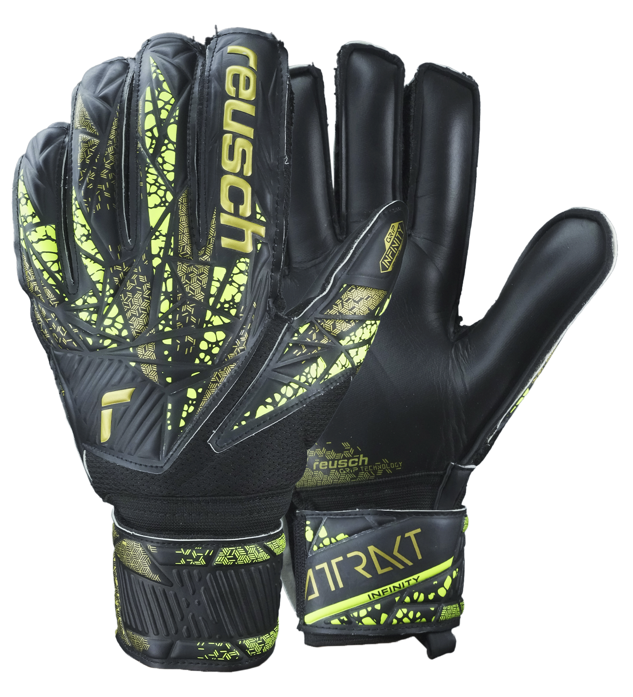 Guantes de portero de futbol Reusch Attrakt Infinity Finger Support Varillas negro unokeeper 0 