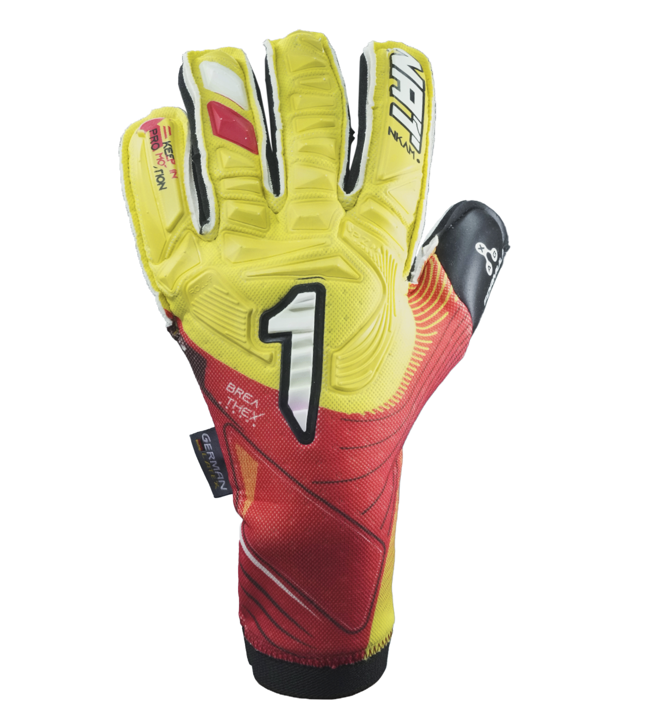 Guantes de portero de futbol Rinat Nkam Pro Amarillo 1