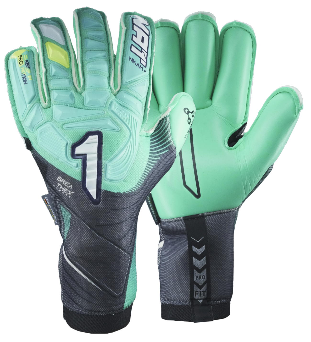 Guantes de portero de futbol Rinat Nkam Pro Verde Aqua 0