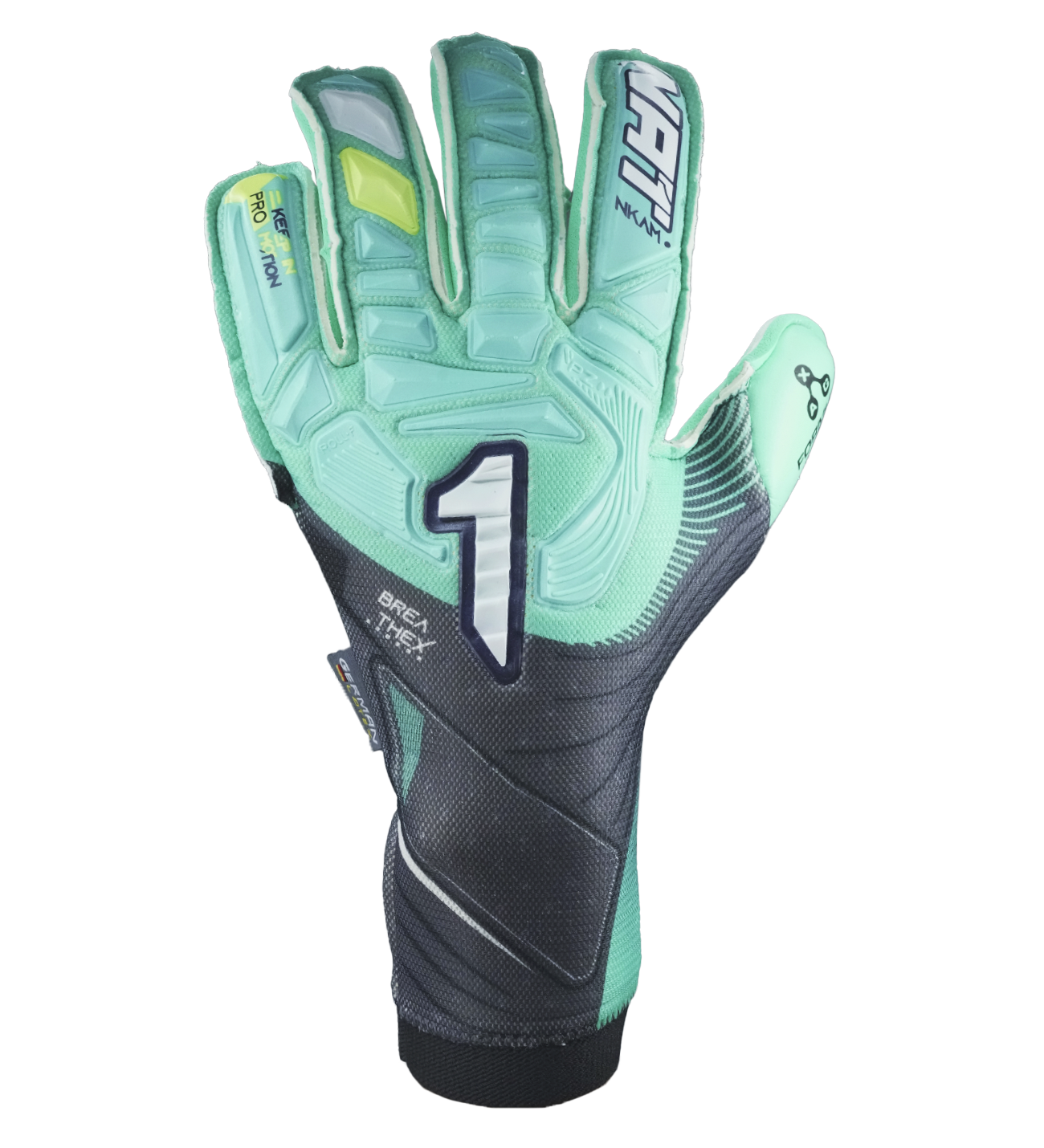 Guantes de portero de futbol Rinat Nkam Pro Verde Aqua 1