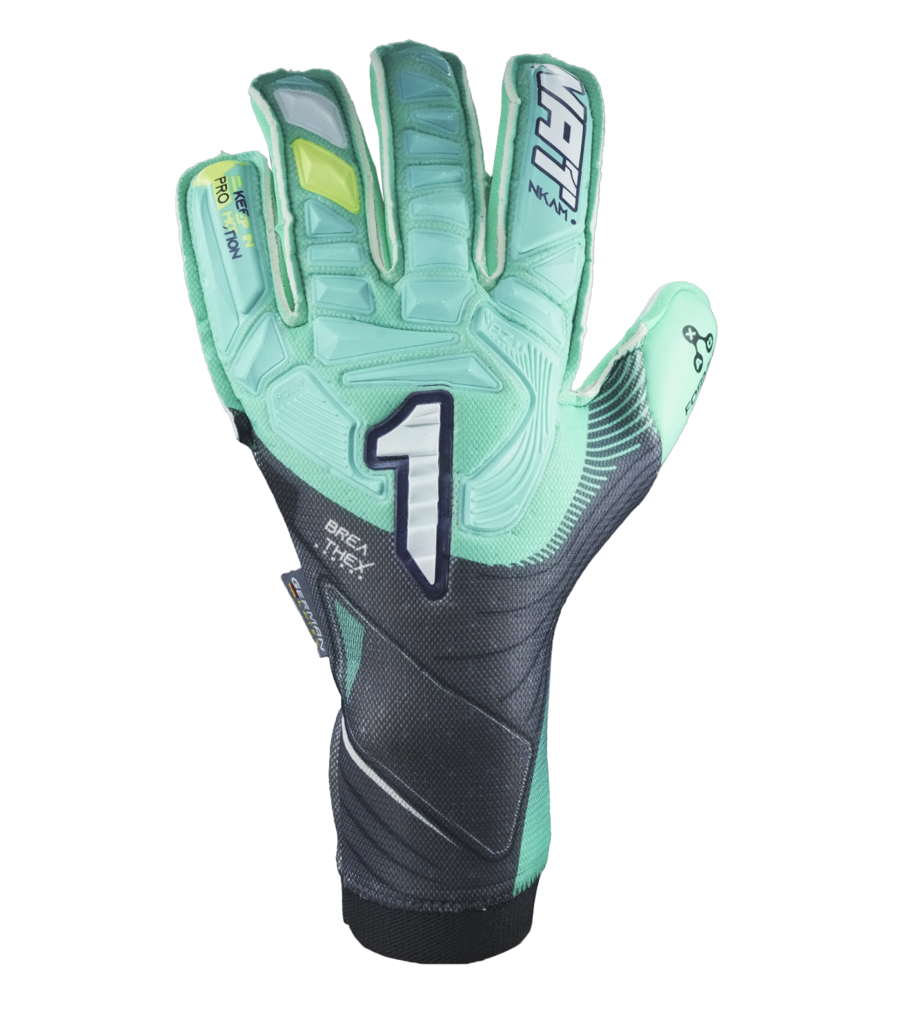 Guantes de portero de futbol Rinat Nkam Pro Verde Aqua 1
