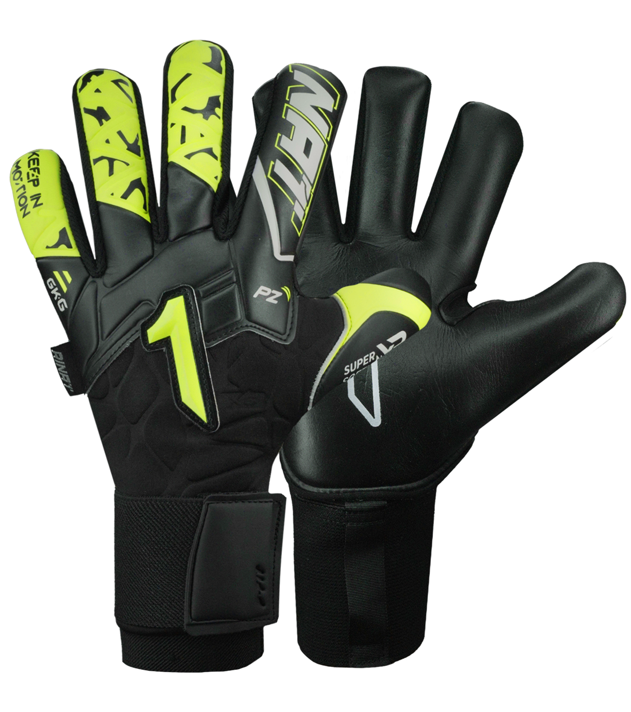 Guantes de portero Rinat Xtreme Guard Dominius Prime – equilibrio ideal entre control, protección y confort. Palma de látex Super Softy XP para agarre seguro y duradero, corte negativo que maximiza la sensibilidad, dorso semi armado para proteger los nudillos y muñequera elástica con broche para ajuste firme. Perfectos para porteros que buscan rendimiento profesional en entrenamientos y partidos. Disponibles en UnoKeeper.