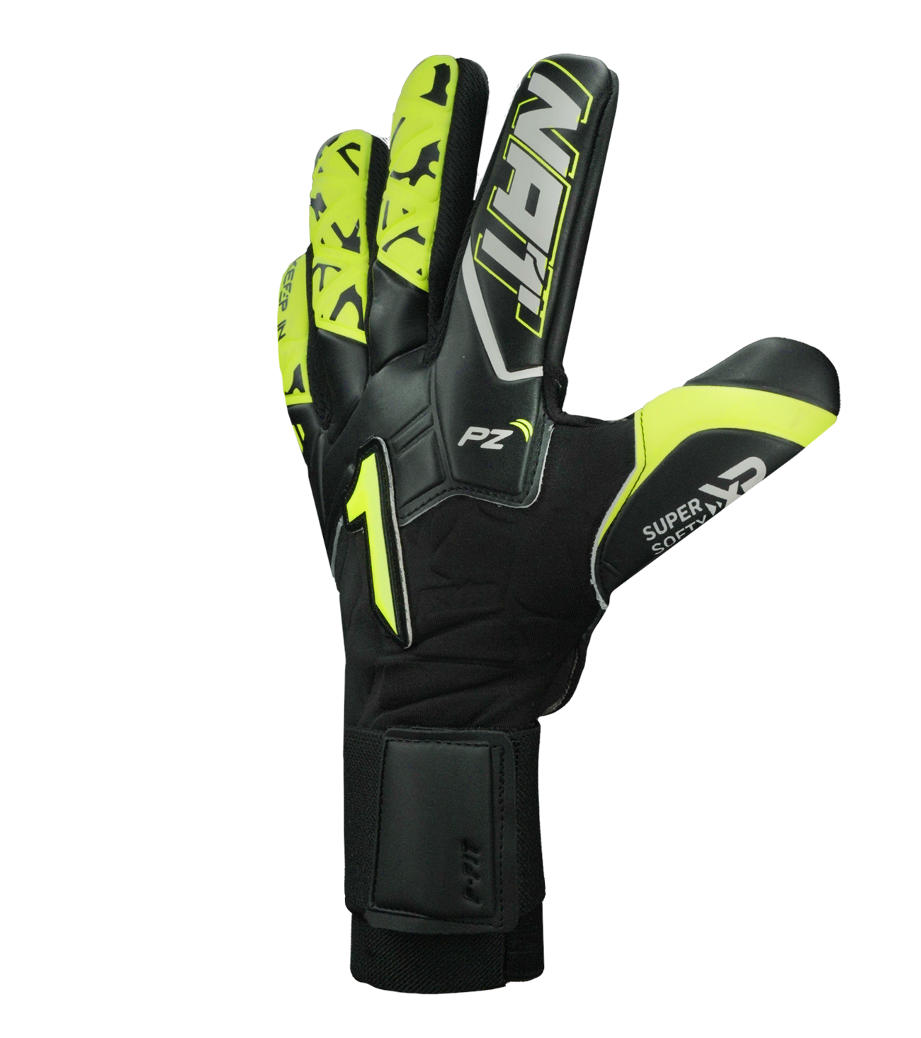 Guantes de portero Rinat Xtreme Guard Dominius Prime – equilibrio ideal entre control, protección y confort. Palma de látex Super Softy XP para agarre seguro y duradero, corte negativo que maximiza la sensibilidad, dorso semi armado para proteger los nudillos y muñequera elástica con broche para ajuste firme. Perfectos para porteros que buscan rendimiento profesional en entrenamientos y partidos. Disponibles en UnoKeeper.