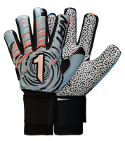Guantes de portero de futbol VORTEX azul blanco Prime Spines azul con detalles naranja, diseño profesional con palma SGR de alto agarre, corte negativo ergonómico, varillas de protección en los dedos y cierre elástico ajustable unokeeper 