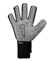 Guantes de portero de futbol VORTEX azul blanco Prime Spines azul con detalles naranja, diseño profesional con palma SGR de alto agarre, corte negativo ergonómico, varillas de protección en los dedos y cierre elástico ajustable unokeeper 