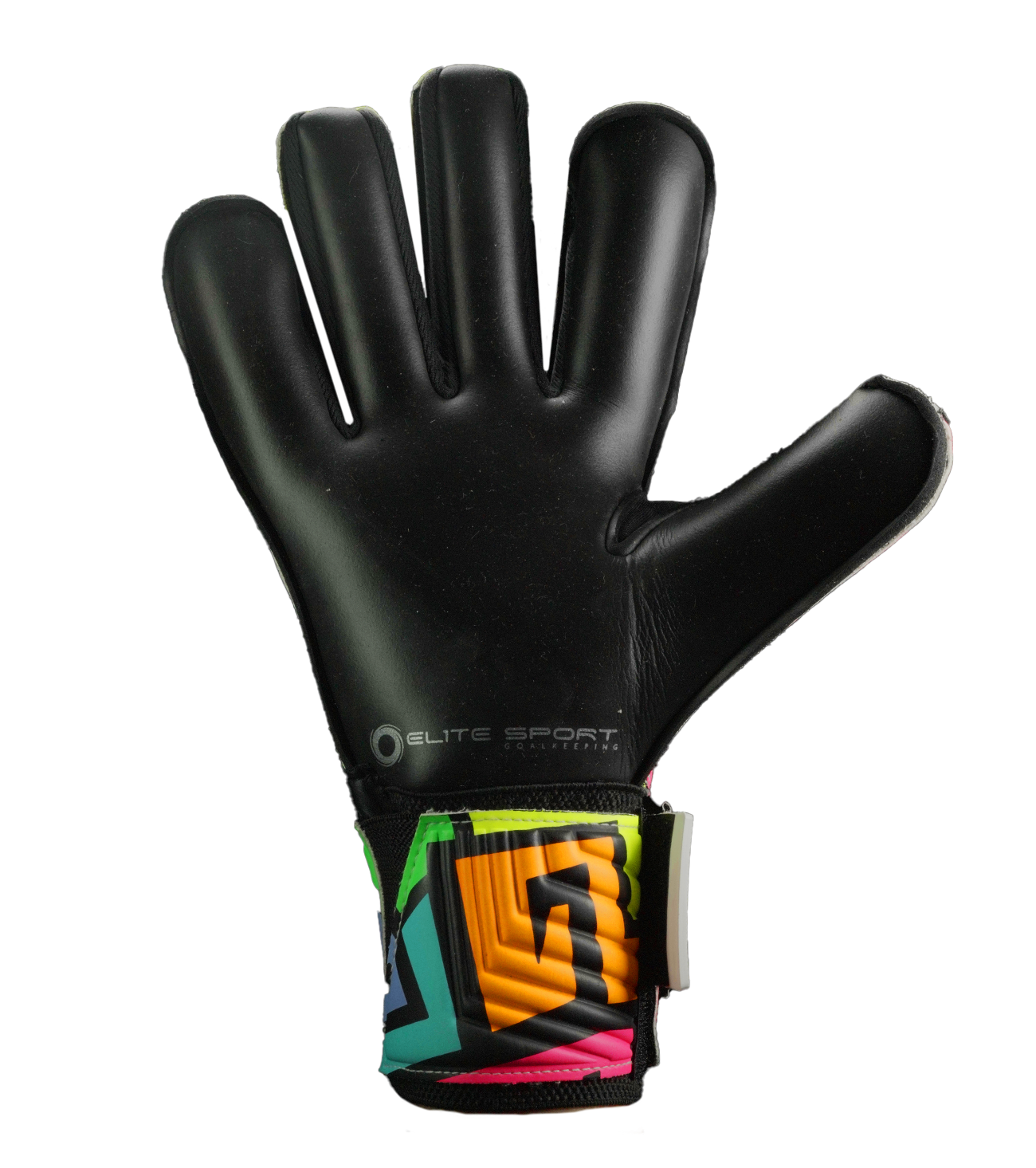 Guantes de portero  de futbol Elite Camaleon con palma de látex alemán ES Super Control de 4 mm, corte NRoll ceñido, dorso con látex y espuma protectora, varillas removibles y cintillo elástico de 5 cm para soporte en la muñeca unokeeper.