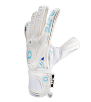 Guantes de portero de futbol Elite Sport Supreme Blanco con palma Ultra G Tech de 4 mm, corte híbrido Rollfinger-Negativo, dorso con tecnología 3D Shock Zone y sistema AVM, cierre elástico envolvente de 5 cm y sin varillas para máxima flexibilidad unokeeper.