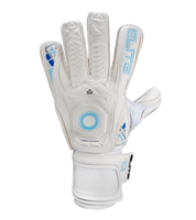 Guantes de portero de futbol Elite Sport Supreme Blanco con palma Ultra G Tech de 4 mm, corte híbrido Rollfinger-Negativo, dorso con tecnología 3D Shock Zone y sistema AVM, cierre elástico envolvente de 5 cm y sin varillas para máxima flexibilidad unokeeper.