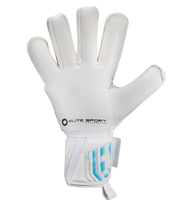 Guantes de portero de futbol Elite Sport Supreme Blanco con palma Ultra G Tech de 4 mm, corte híbrido Rollfinger-Negativo, dorso con tecnología 3D Shock Zone y sistema AVM, cierre elástico envolvente de 5 cm y sin varillas para máxima flexibilidad unokeeper.