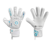 Guantes de portero de futbol Elite Sport Supreme Blanco con palma Ultra G Tech de 4 mm, corte híbrido Rollfinger-Negativo, dorso con tecnología 3D Shock Zone y sistema AVM, cierre elástico envolvente de 5 cm y sin varillas para máxima flexibilidad unokeeper.