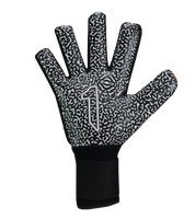 Guantes de portero de futbol VORTEX Prime Spines en color negro con detalles rojo y dorado, diseño profesional con corte negativo, palma SGR de alto agarre, protección con varillas en los dedos y cierre elástico ajustable unokeeper negro rojo