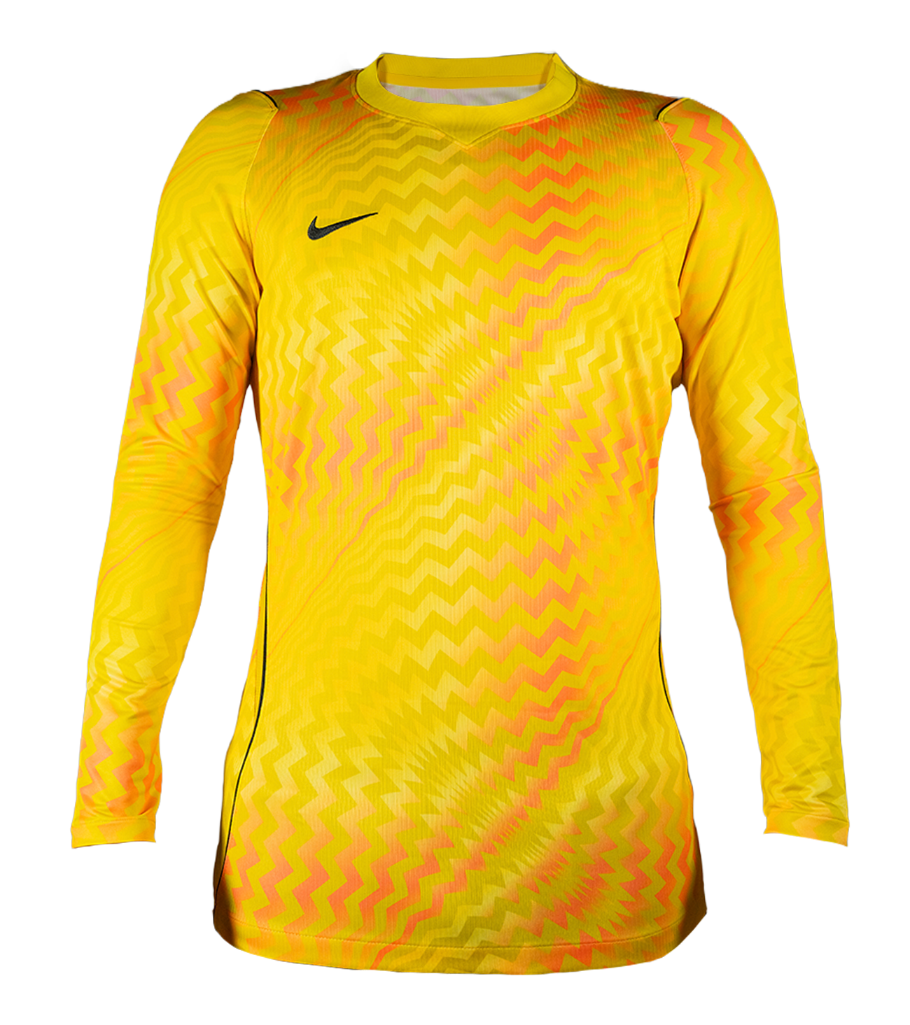 Jersey de portero Nike Gardien V Yellow, con material Dri-FIT transpirable, paneles de protección en codos, diseño ergonómico ajustado y estilo llamativo para entrenamientos y partidos.