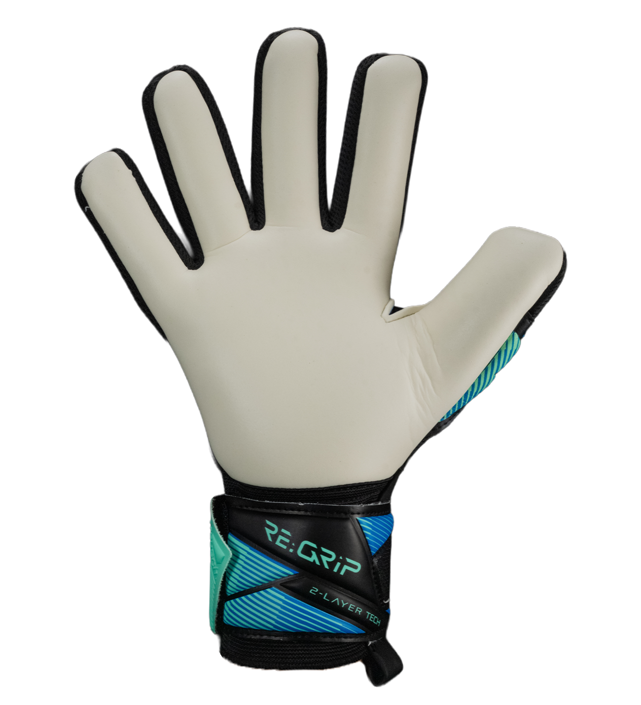 Látex alemán RE:GRIP con tecnología de doble capa, compuesto por aproximadamente 4 mm de látex activo + 3 mm de espuma amortiguadora interna.
Características técnicas:
Capa superior enfocada en máximo agarre.
Capa inferior reforzada para aumentar durabilidad progresiva.
Excelente absorción de impacto en tiros de media y larga distancia.
Rendimiento estable en clima seco y húmedo moderado.
Superficie ligeramente texturizada para mayor fricción balón-mano.
Balance ideal entre grip profesional y resistencia al