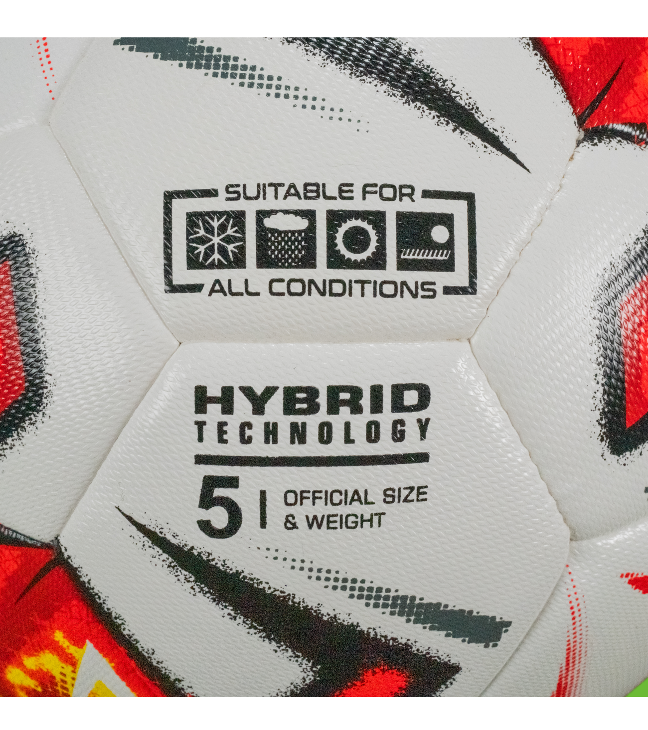 balón nebus hybrid rinat blanco-rojo número 5, construcción híbrida, 32 paneles termosellados, tacto pu texturizado, control y precisión superior, durabilidad y rebote consistente, ideal para entrenamiento y competición