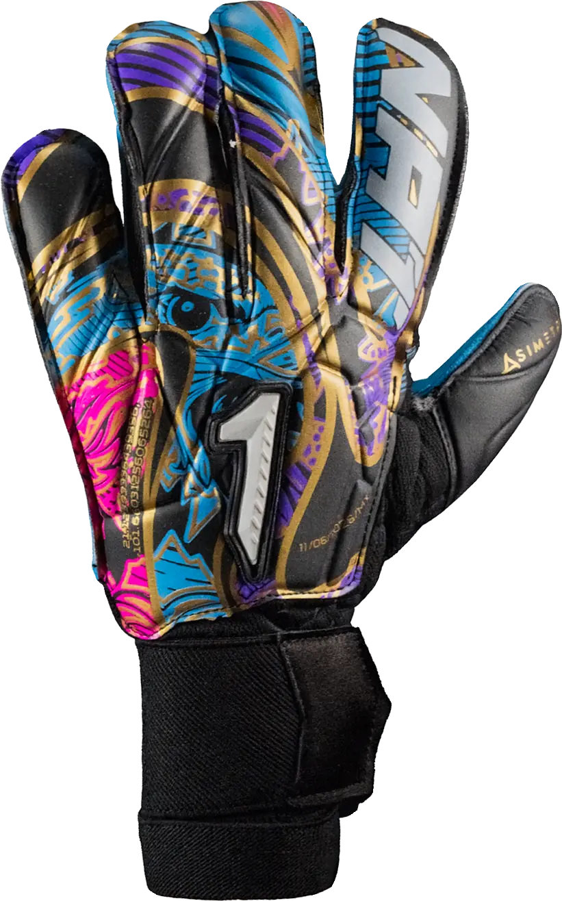 Guantes de Portero Rinat Asimetrik  Prime      Negro / Azul / Rosa