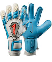 Guantes de portero Rinat Uno Premier Pro Azul/Blanco, corte clásico, vista frontal