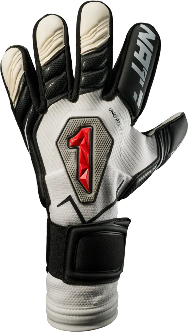 Guantes de portero Rinat Uno Premier Clásico Pro negro/blanco — dorso del guante | UnoKeeper