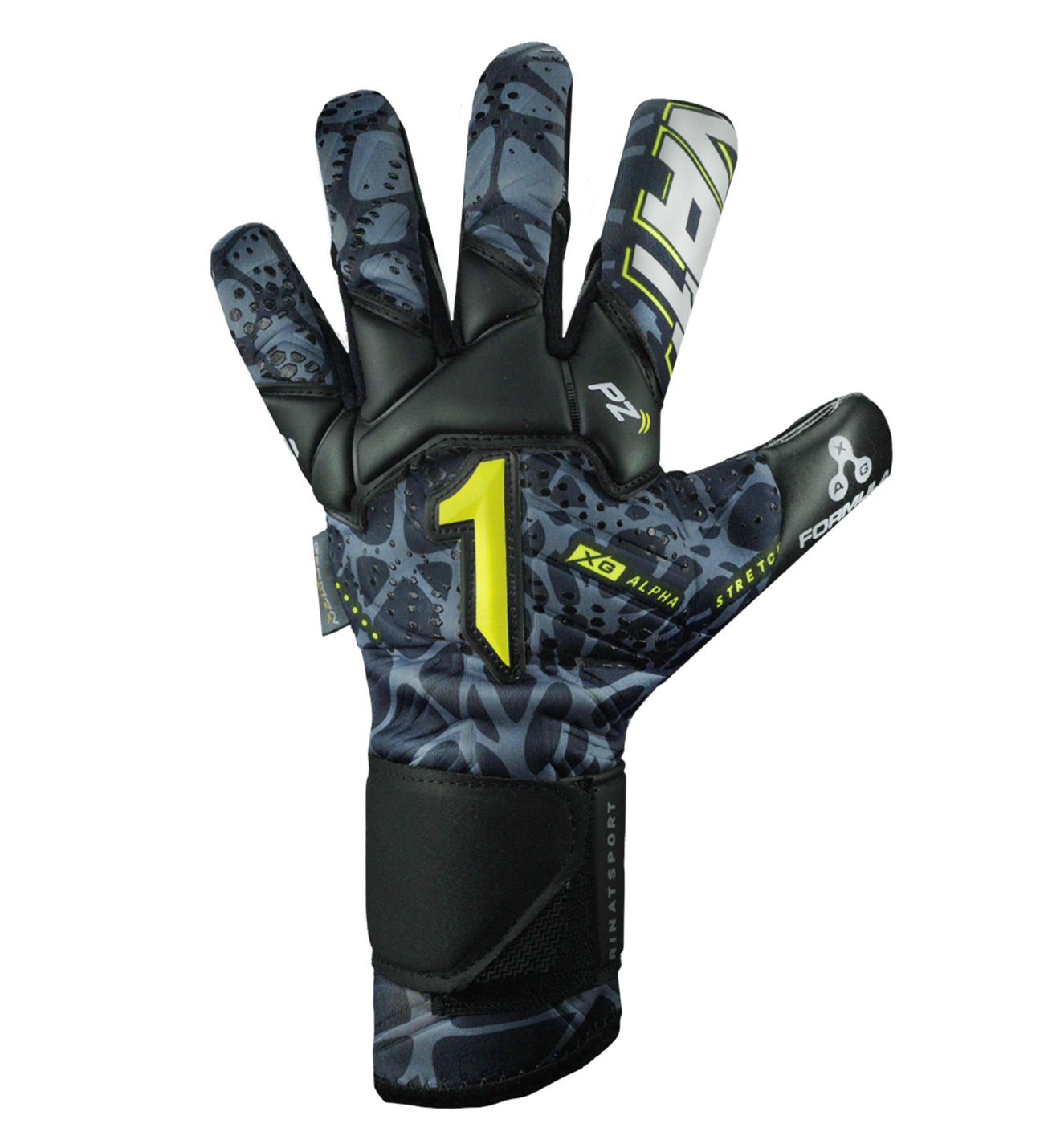 Guante De Portero de futbol Rinat Xtreme Guard Dominius Alpha Gris Negro 1