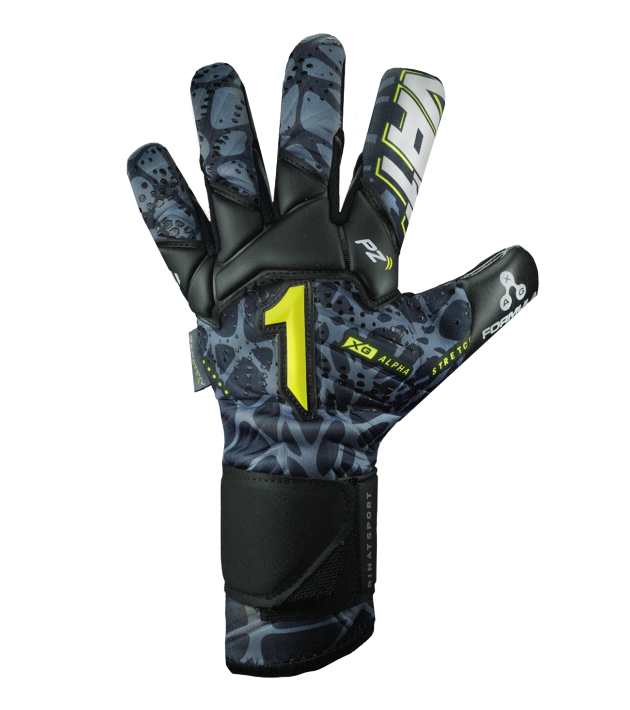 Guante De Portero de futbol Rinat Xtreme Guard Dominius Alpha Gris Negro 1