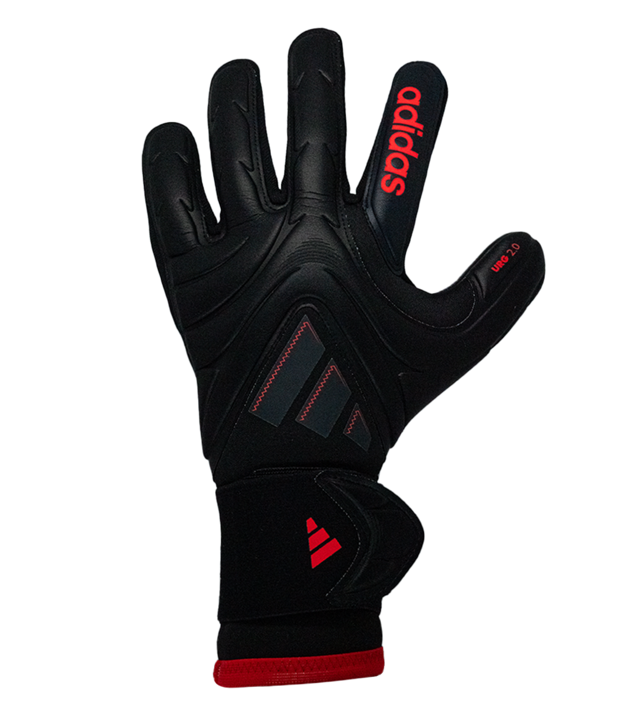 Lucid Red. Palma URG 2.0 con control y durabilidad superior. Disponibles en UnoKeeper, especialistas en guantes de portero de fútbol.