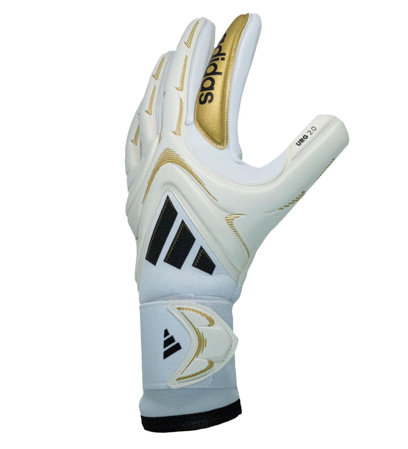 Guantes de portero de fútbol Adidas Copa Pro – látex URG 2.0 de agarre profesional, corte negativo de ajuste ceñido, dorso de látex transpirable y cierre elástico ajustable. Rendimiento y confort de élite. Disponibles en UnoKeeper.