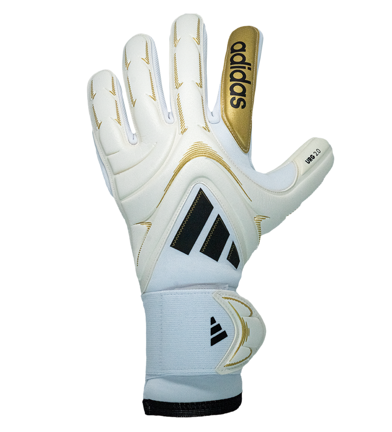 Guantes de portero de fútbol Adidas Copa Pro – látex URG 2.0 de agarre profesional, corte negativo de ajuste ceñido, dorso de látex transpirable y cierre elástico ajustable. Rendimiento y confort de élite. Disponibles en UnoKeeper.