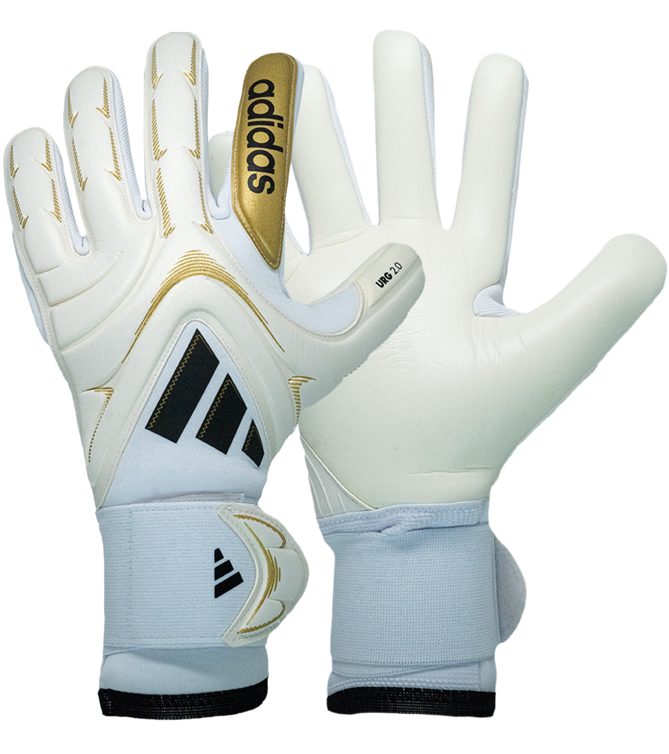 Guantes de portero de fútbol Adidas Copa Pro – látex URG 2.0 de agarre profesional, corte negativo de ajuste ceñido, dorso de látex transpirable y cierre elástico ajustable. Rendimiento y confort de élite. Disponibles en UnoKeeper.