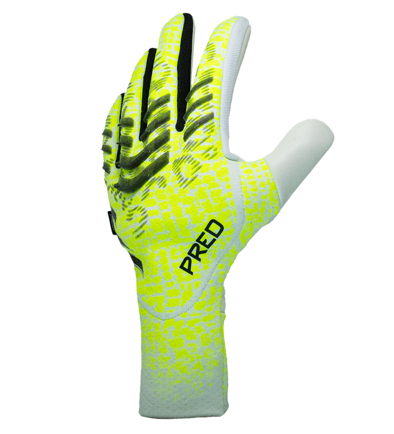 Guantes de portero de fútbol Adidas Predator Pro FS – con varillas FingerSave para protección, látex URG 2.0 de agarre profesional, corte negativo para control preciso y diseño sin correa de ajuste firme. Disponibles en UnoKeeper.