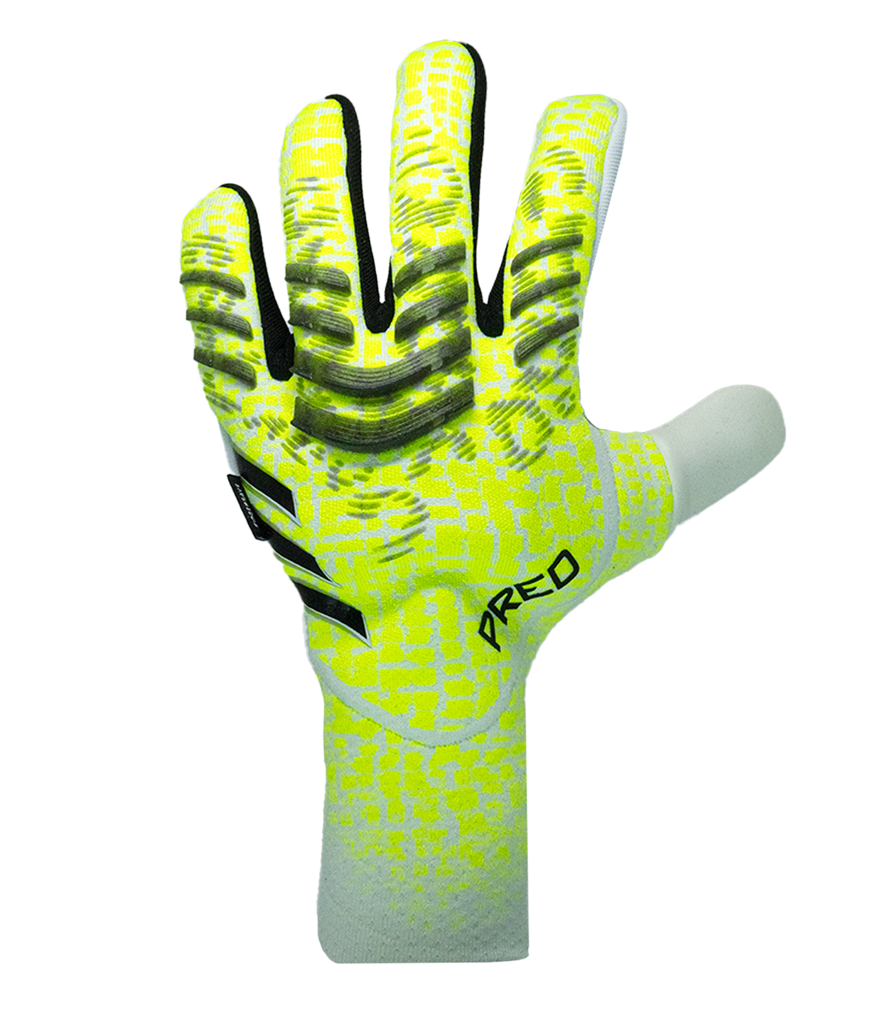 Guantes de portero de fútbol Adidas Predator Pro FS – con varillas FingerSave para protección, látex URG 2.0 de agarre profesional, corte negativo para control preciso y diseño sin correa de ajuste firme. Disponibles en UnoKeeper.