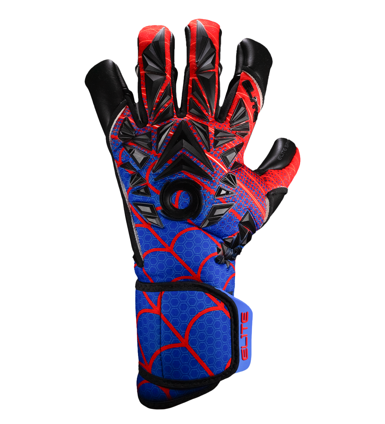 Guantes de portero Elite Sport SPIN, palma Centum+ de alto agarre, corte SpeedCut ajustado, dorso de neopreno con refuerzos, cierre elástico tipo segunda piel y diseño profesional para césped natural o sintético.