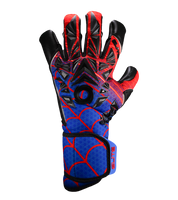 Guantes de portero de futbol Elite Sport SPIN, palma Centum+ de alto agarre, corte SpeedCut ajustado, dorso de neopreno con refuerzos, cierre elástico tipo segunda piel y diseño profesional para césped natural o sintético unokeeper azul y rojo spiderman.