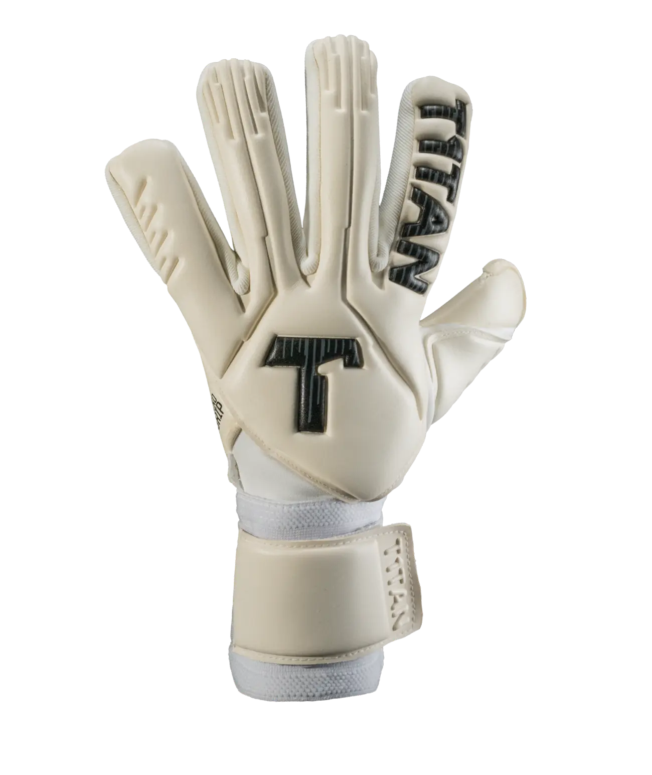 Guantes de portero T1TAN Legend 1.0 White-Out blanco — dorso del guante | UnoKeeper