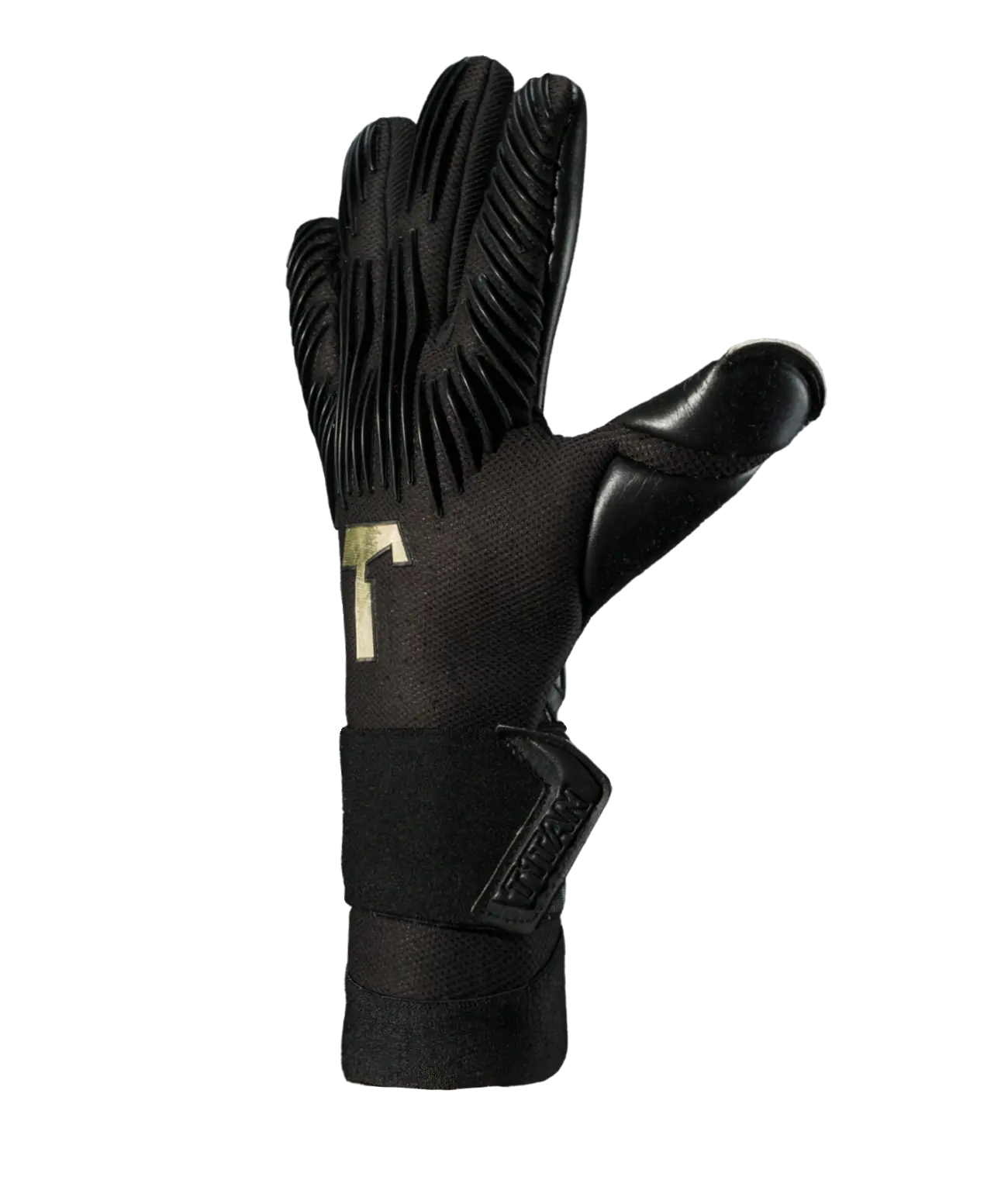 Guantes de portero T1TAN Rebel 2.0 Black-Out negro — vista lateral | UnoKeeper
