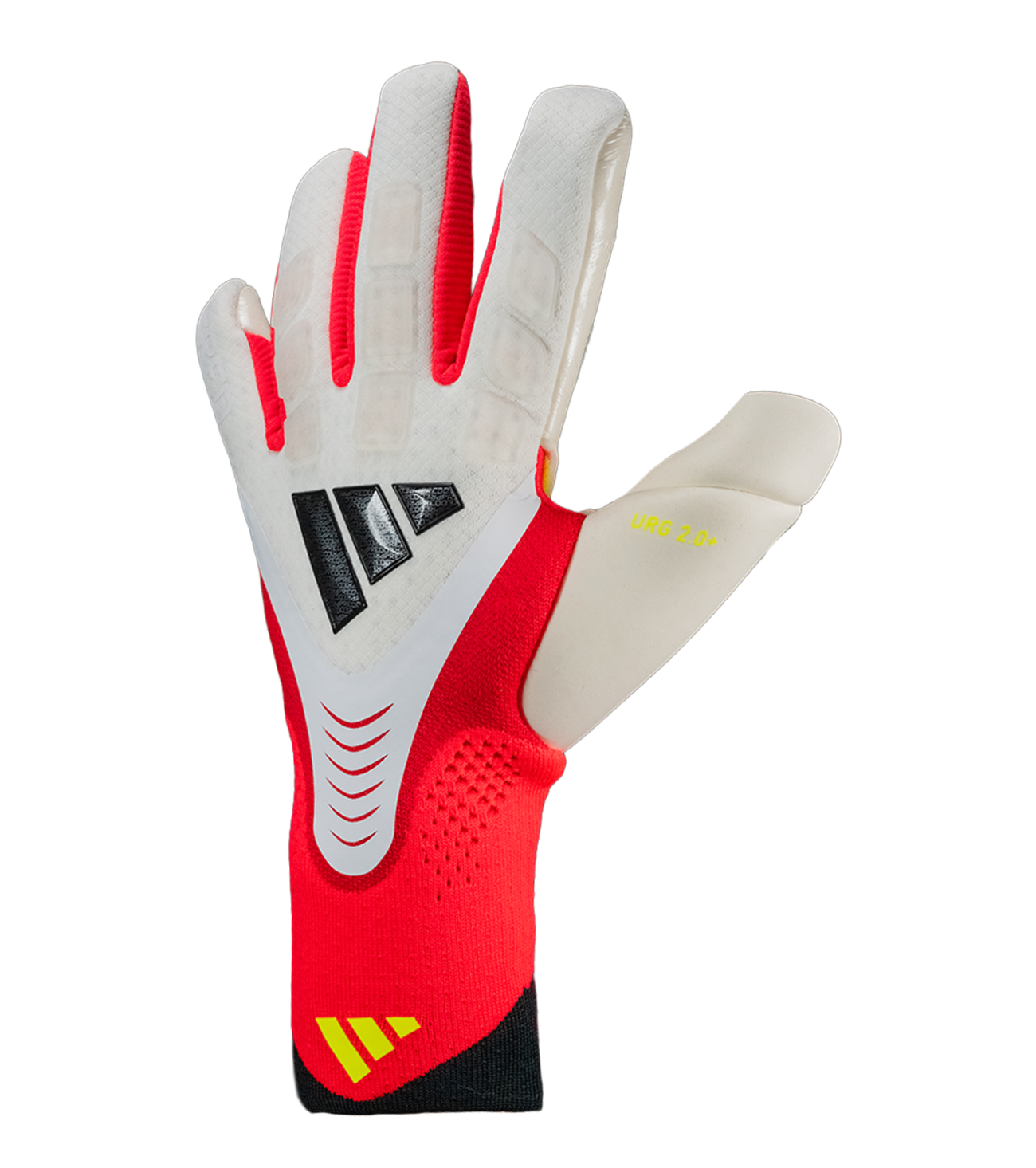 Guantes de portero Adidas Predator GL Pro con tecnología URG 2.0+, diseño híbrido FusionMesh transpirable, TipGrip para mayor control del balón y amortiguación en nudillos, ideales para porteros que buscan agarre profesional, comodidad y rendimiento en cualquier condición.