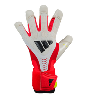Guantes de portero Adidas Predator GL Pro Hybrid Strap con tecnología URG 2.0+, diseño híbrido FusionMesh transpirable, correa elástica para ajuste seguro y TipGrip que mejora el control del balón, ideales para porteros que buscan agarre profesional, protección y máximo rendimiento en cualquier condición.