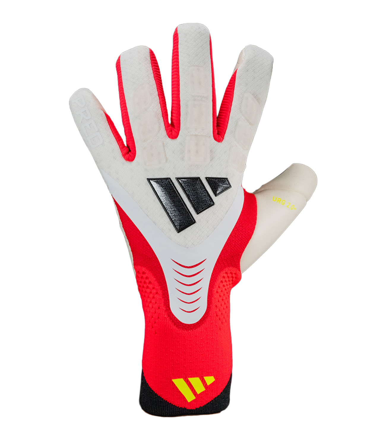 Guantes de portero Adidas Predator GL Pro con tecnología URG 2.0+, diseño híbrido FusionMesh transpirable, TipGrip para mayor control del balón y amortiguación en nudillos, ideales para porteros que buscan agarre profesional, comodidad y rendimiento en cualquier condición.