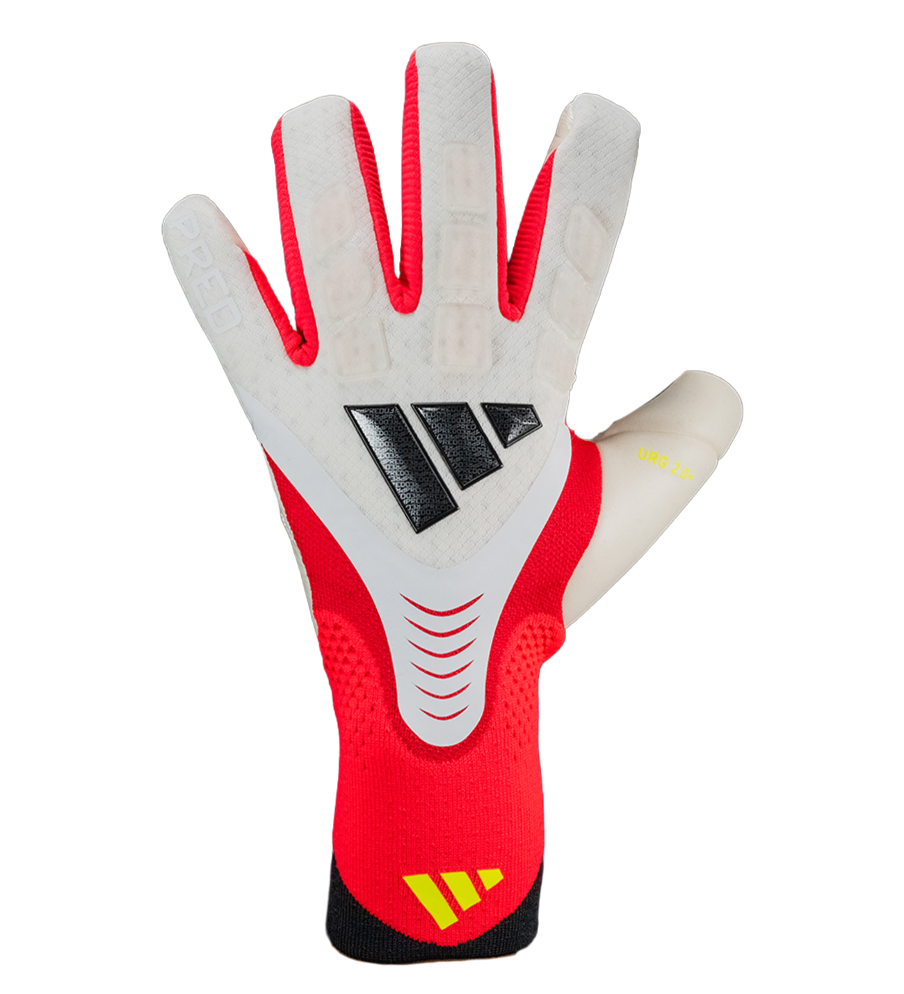 Guantes de portero Adidas Predator GL Pro con tecnología URG 2.0+, diseño híbrido FusionMesh transpirable, TipGrip para mayor control del balón y amortiguación en nudillos, ideales para porteros que buscan agarre profesional, comodidad y rendimiento en cualquier condición.