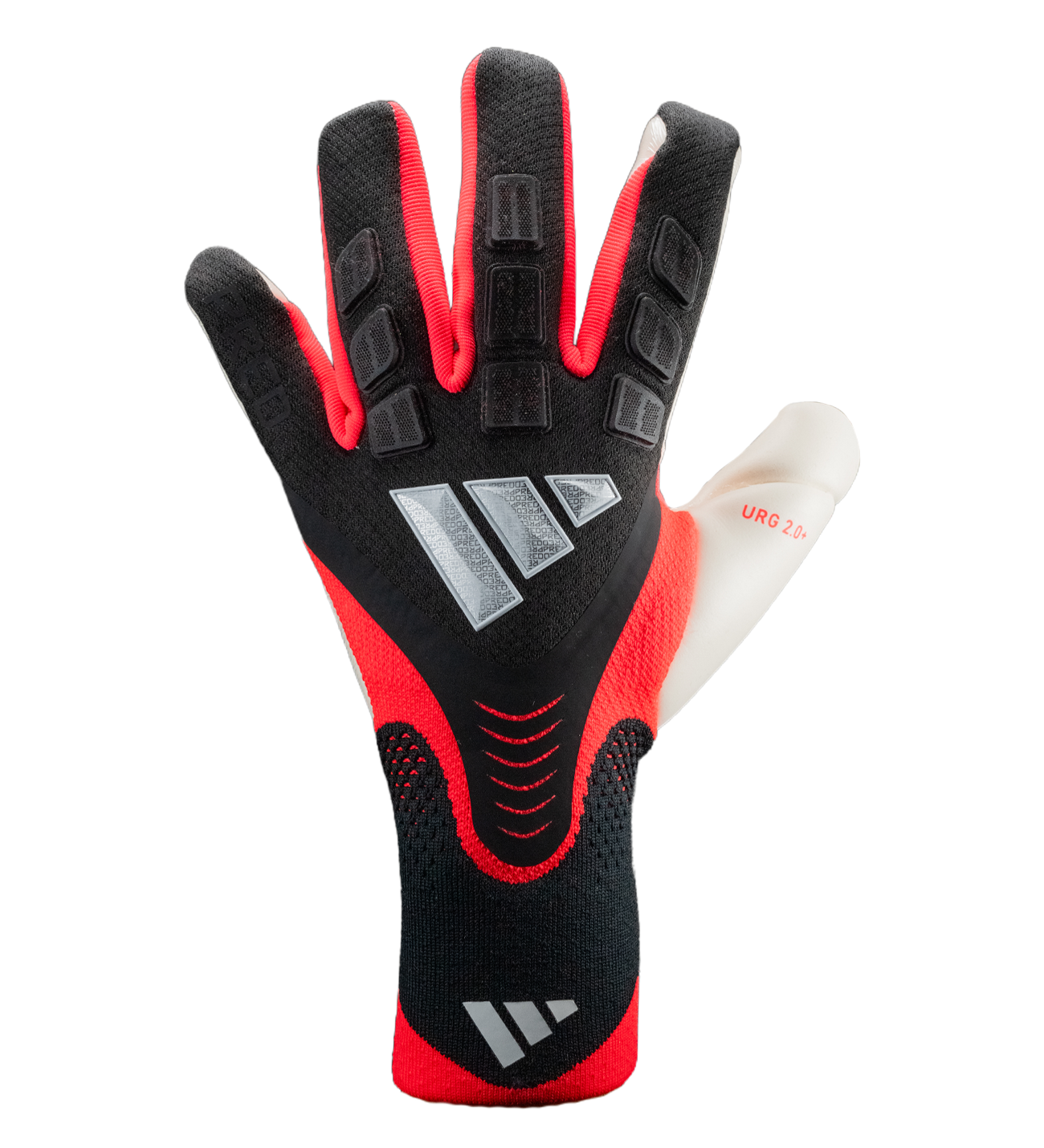 Guantes de portero Adidas Predator GL Pro KA7780 con corte negativo para ajuste ceñido y mayor precisión, palma profesional URG 2.0+ de alto agarre y buena durabilidad, dorso FusionMesh flexible y transpirable con elementos de amortiguación, tecnología TipGrip y ThumbControl máximo contacto con el balón 