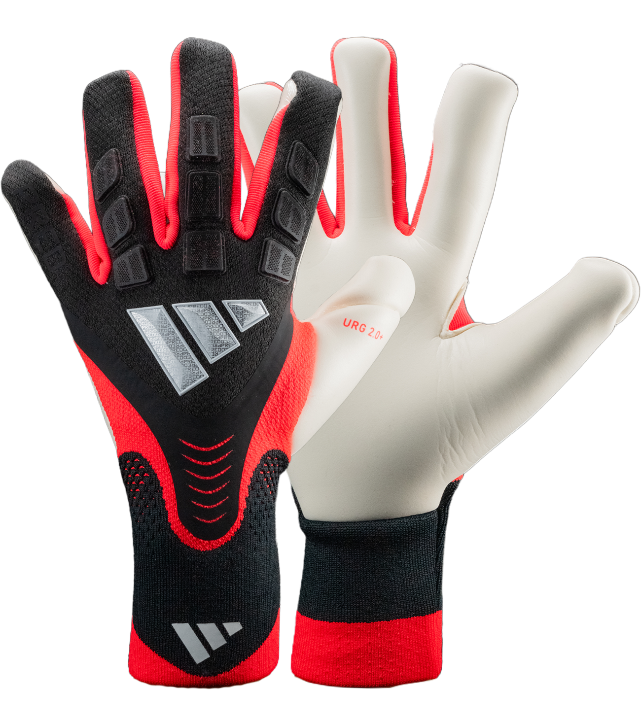 Guantes de portero Adidas Predator GL Pro KA7780 con corte negativo para ajuste ceñido y mayor precisión, palma profesional URG 2.0+ de alto agarre y buena durabilidad, dorso FusionMesh flexible y transpirable con elementos de amortiguación, tecnología TipGrip y ThumbControl máximo contacto con el balón 