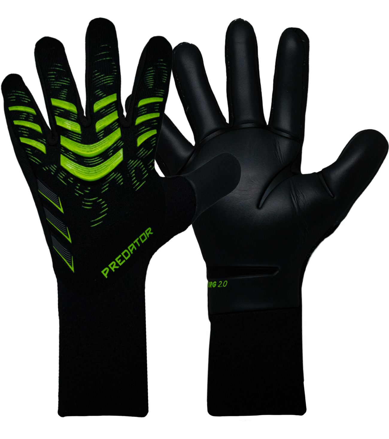 Guantes de portero Adidas Predator GL Pro con palma URG 2.0 para agarre superior, corte negativo para ajuste ceñido, dorso con inserciones de silicona y cierre de puño elástico. Control, precisión y comodidad profesional. 