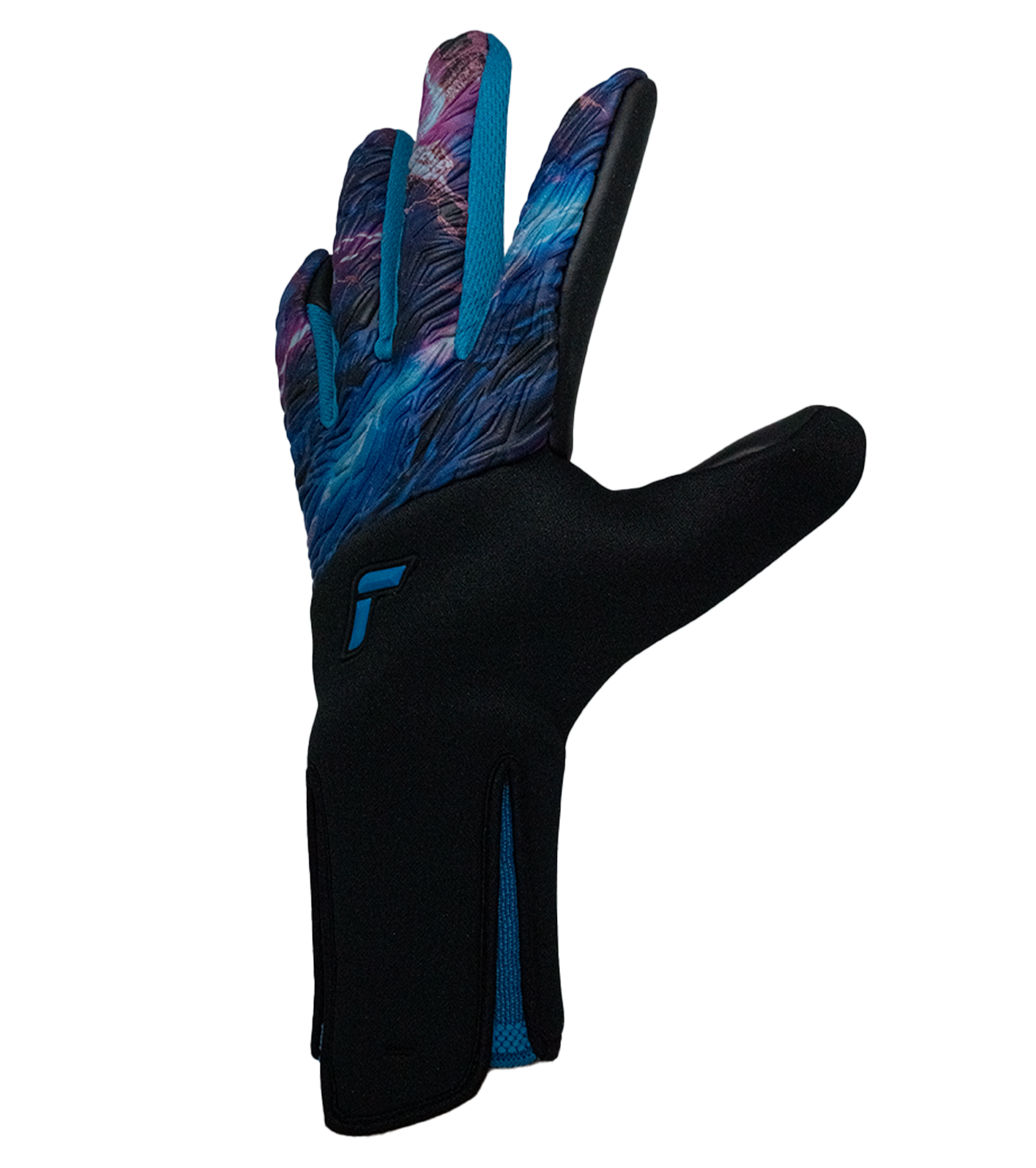 Guantes de portero Reusch Venomous Gold X Cosmic con palma Gold X de látex premium para agarre superior, corte Evolution preformado, dorso ventilado inspirado en reptiles y cierre AdaptiveFlex para ajuste seguro. Máximo control y durabilidad profesional.