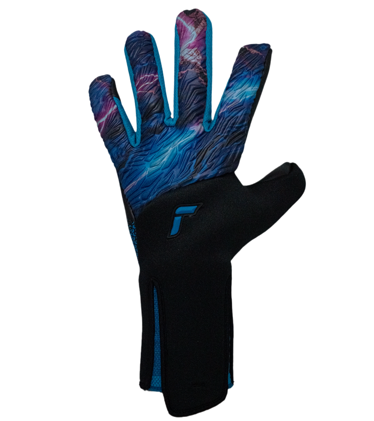 Guantes de portero Reusch Venomous Gold X Cosmic con palma Gold X de látex premium para agarre superior, corte Evolution preformado, dorso ventilado inspirado en reptiles y cierre AdaptiveFlex para ajuste seguro. Máximo control y durabilidad profesional.