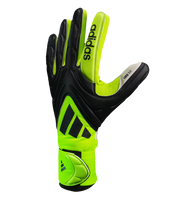 Guantes de portero Adidas Copa GL League JN5344 en color Black/Black/Lucid Lemon, con palma URG 3.0 de alto rendimiento, corte negativo ceñido para máxima sensibilidad, dorso de mechano y látex flexible, pulgar con refuerzo extendido y cierre de correa elástica de media envoltura para ajuste seguro y confort profesional.