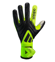 Guantes de portero Adidas Copa GL League JN5344 en color Black/Black/Lucid Lemon, con palma URG 3.0 de alto rendimiento, corte negativo ceñido para máxima sensibilidad, dorso de mechano y látex flexible, pulgar con refuerzo extendido y cierre de correa elástica de media envoltura para ajuste seguro y confort profesional.