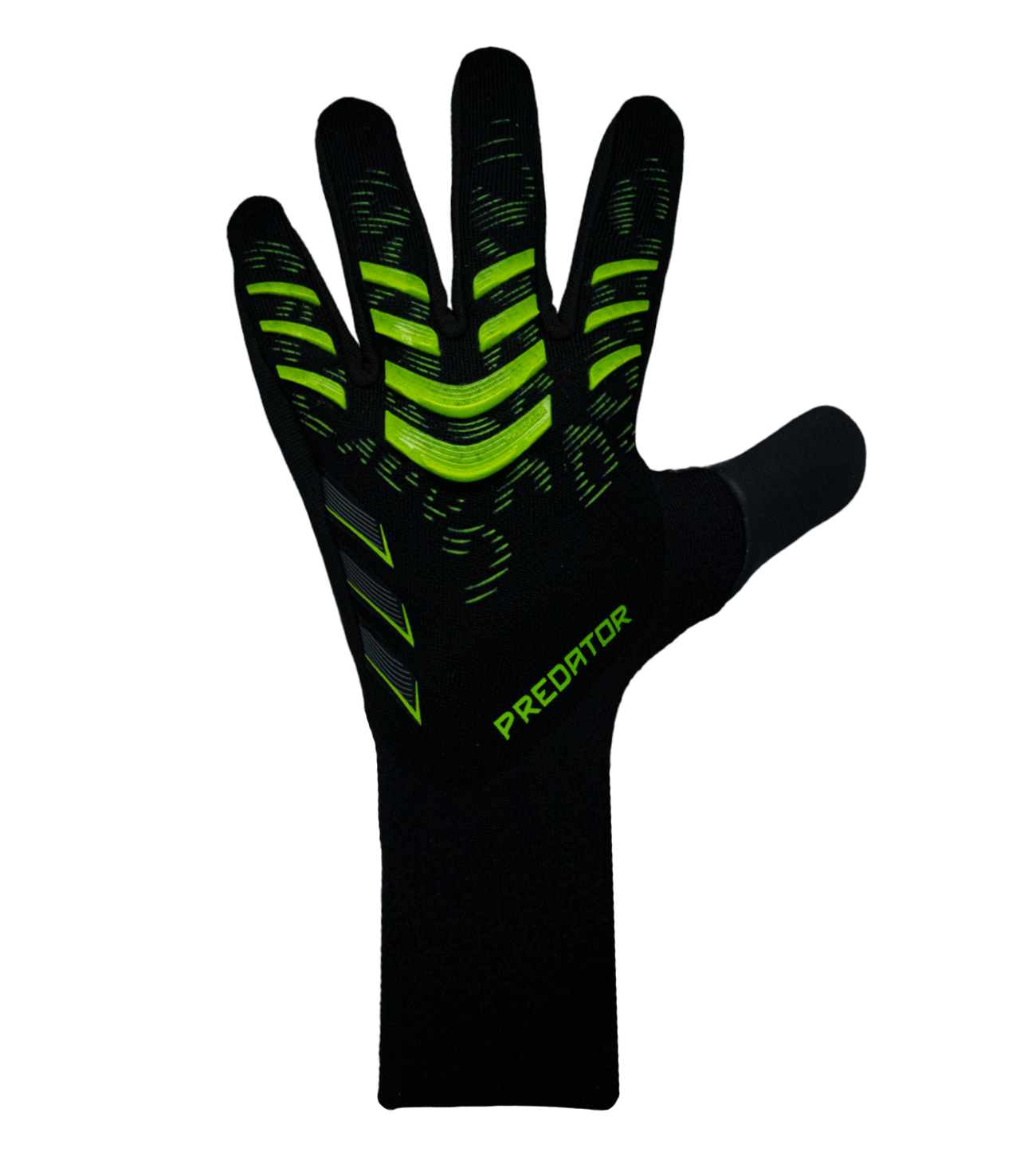 Guantes de portero Adidas Predator GL Pro con palma URG 2.0 para agarre superior, corte negativo para ajuste ceñido, dorso con inserciones de silicona y cierre de puño elástico. Control, precisión y comodidad profesional. 
